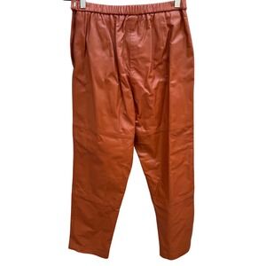 Terry Lewis Rust Orange Genuine Leather Pants Petite 8P Tapered High Waist T4089